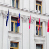 Перед зданием МИДа вывесили флаги всех силовых структур (ФОТО)
